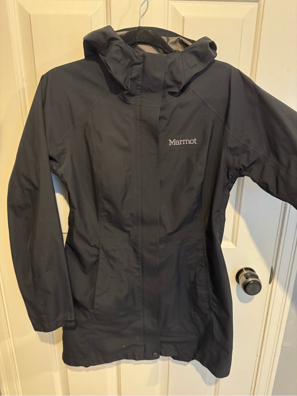 Marmot Women's Black Hooded Waterproof Shell Jacket